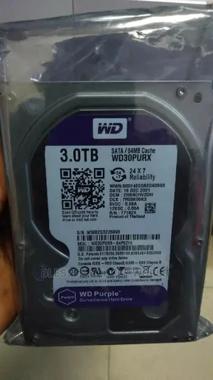 3tb WD Purple Surveillance HDD Harddrive for Cctv, Dvr,Nvr