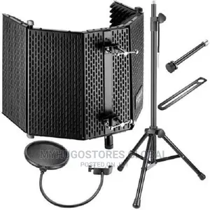 Isolation Shield With Pop Filter Stand -Black