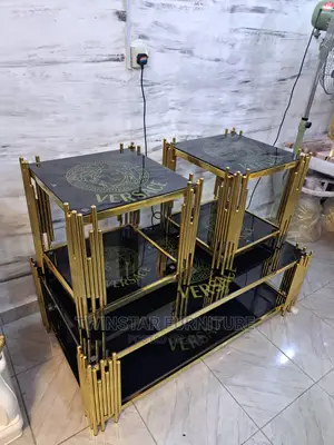 New Modern Glass Top Centre Table With Side Stools