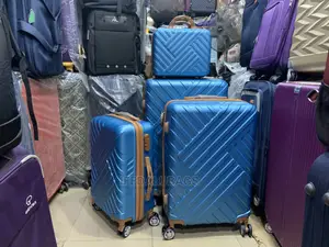 Set of Blue Quality Plastic Traveling Luggage