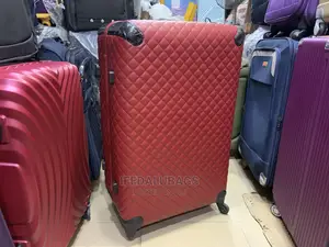 Big Size Quality Red Leather Traveling Luggage