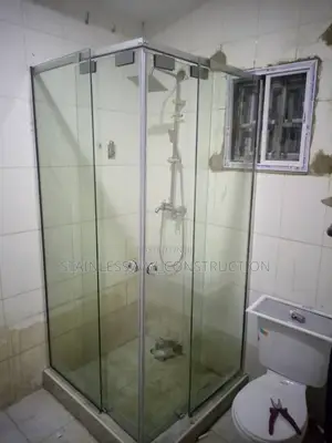 Shower Cubicle Glass Work With Black Accessories