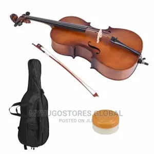 4/4 Full Size Wooden Cello With Bow Rosin and Carrying Bag