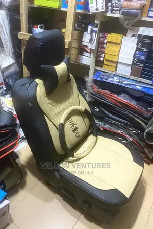Quality Cream and Black Crown Seat Cover