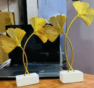 Luxury 2leaf Interior Decorative Decor Stand With White Base