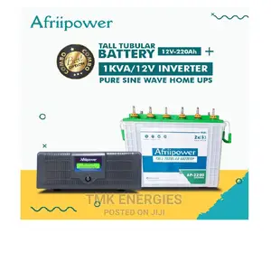 Afriipower Tall Tubular Battery + 1kva/12v Inverter
