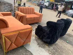Luxury 7 Seater Living Room Fabric Made Royal Sofa Chair.