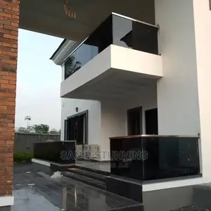 Dark Grey Glass Railings Balcony Staircase