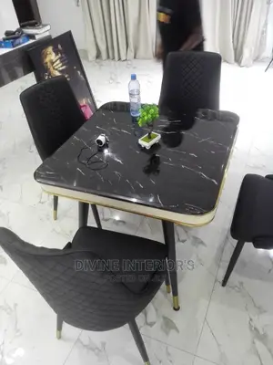 Marble Dinning Table With Leather Chairs