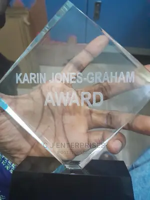 Laser Engraved Glass Award Plaque J6