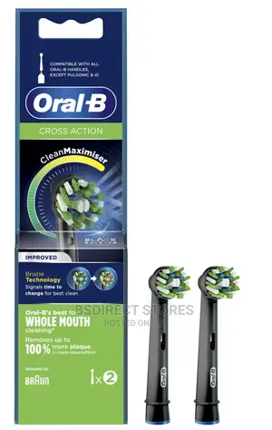 Oral-B Crossaction Clean Maximiser Brush Heads 2 Pc(S) Black