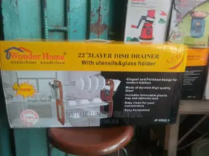 3 Layer Wooden/Stainless Dish Drainer With Utensils Holder