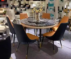 Quality Marble Top Dining Table Set by 6