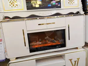 Unique Design Pure White Modern Firedisplay TV Stand