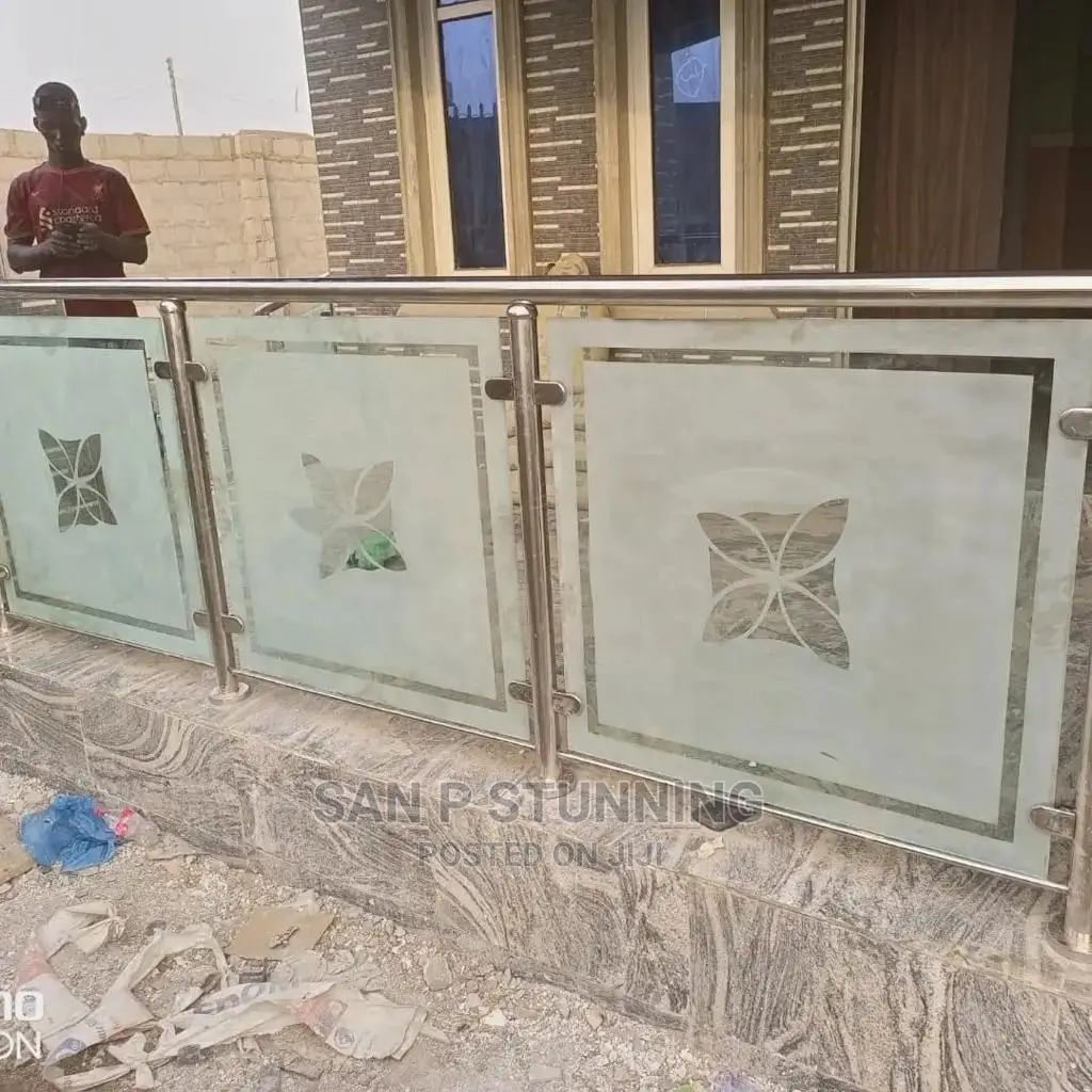 Customize Logo Glass Railing Design