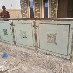 Customize Logo Glass Railing Design