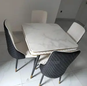 Marble Dinning Table With Four Leather Chair
