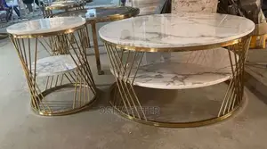 Round Marble Center Table 2 Side Stools