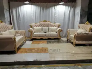 Luxury 7 Seater Living Room Fabric Royal Sofa Chair.