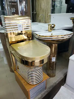 Gold And White Design Wc Set