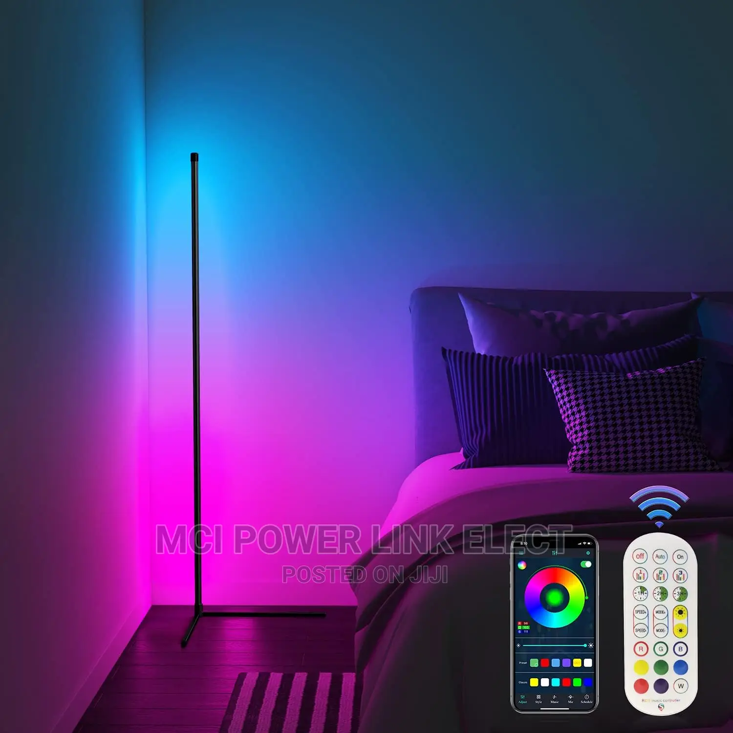 Minimalist LED Colour Changing Corner Floor/ Wall Lamp