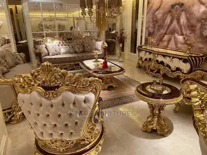 Luxury 7 Seater Living Room Fabric Royal Sofa Chair.