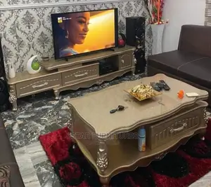 Royal Gold Center Table With Tv Console