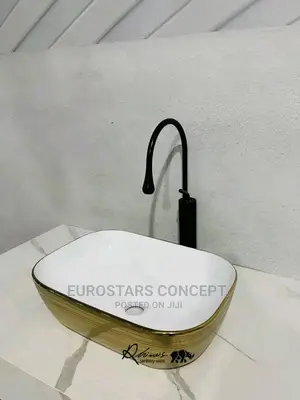 Gold an White Design Ceramic Basin