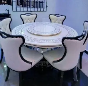 Round Marble Dinning Set With Versace Top