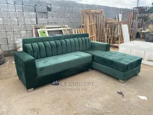 Green Lshape Velvet Sofa Chair