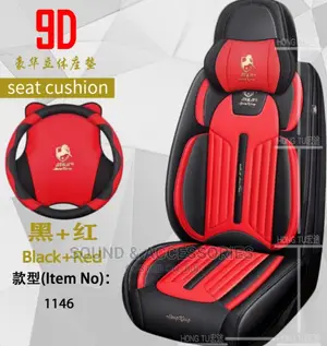 Luxury 1146 Black + Red 10D Full Cover Car Seat Cover