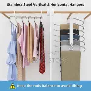 Trousers Hangers Space Saving With 5 Layers Non-Slip
