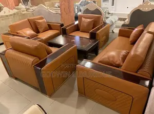 Luxury 6 Seater Living Room Leather Made Sofa Chair.
