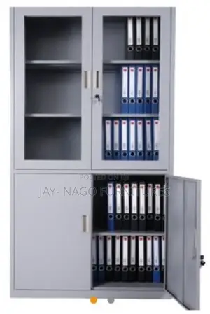 New Modern Half Glass and Metal File Cabinet Bookshelf