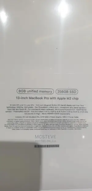 New Laptop Apple MacBook Pro 2022 M2 8GB Apple M2 SSD 256GB