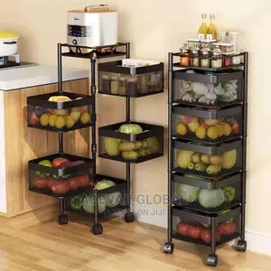 Kitchen Storage Rack Rotating Trolley