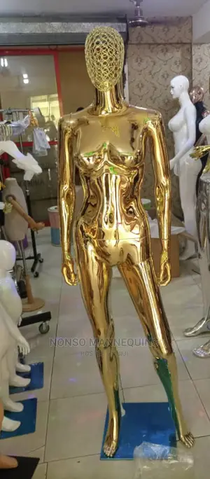 Size 8 Gold Chrome Female Mannequin With Basket Head