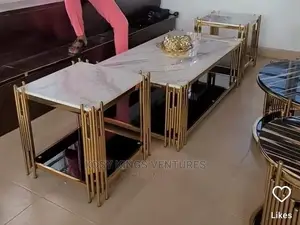 Luxurious Marble Center Table With Two Side Stools