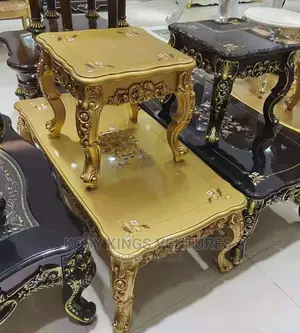 Royal Gold Centre Table With Two Side Stools