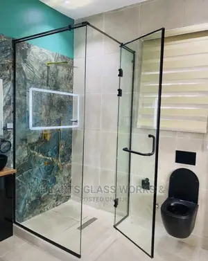 Shower Cubicle Installed With Black Profiles