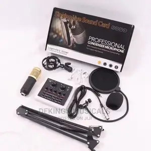 Full Kits Condenser Microphone With V8 Sound Card Stand