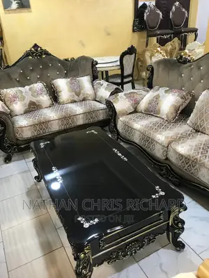 Elegant 7 Seater Living Room Fabric Made Royal Sofa Chair.