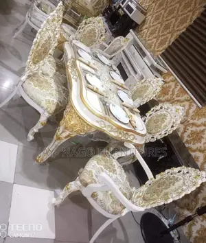 Classic Royal Wooden Dining Mix With Fabric Chairs