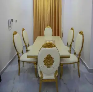 Gold White Marble Dining Table