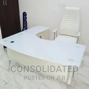 Quality Executive Glass Top Office Table With Drawers.