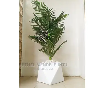 Sales Of Galaxy Fiberglass Vase Potted With Fake Palm Plant