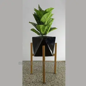 Combo of Artificial Plants, Metal Stand and Fiberglass Vase