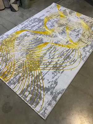 Tiny Gold Line Turkish Center Rug Available as Seen
