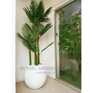 Artificial Palm Tree Potted in 60cm Ball Fiberglass Vase