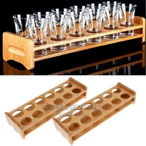 Bamboo 12 Holes Shot Display Stand + 12 Tequila Glass Stand
